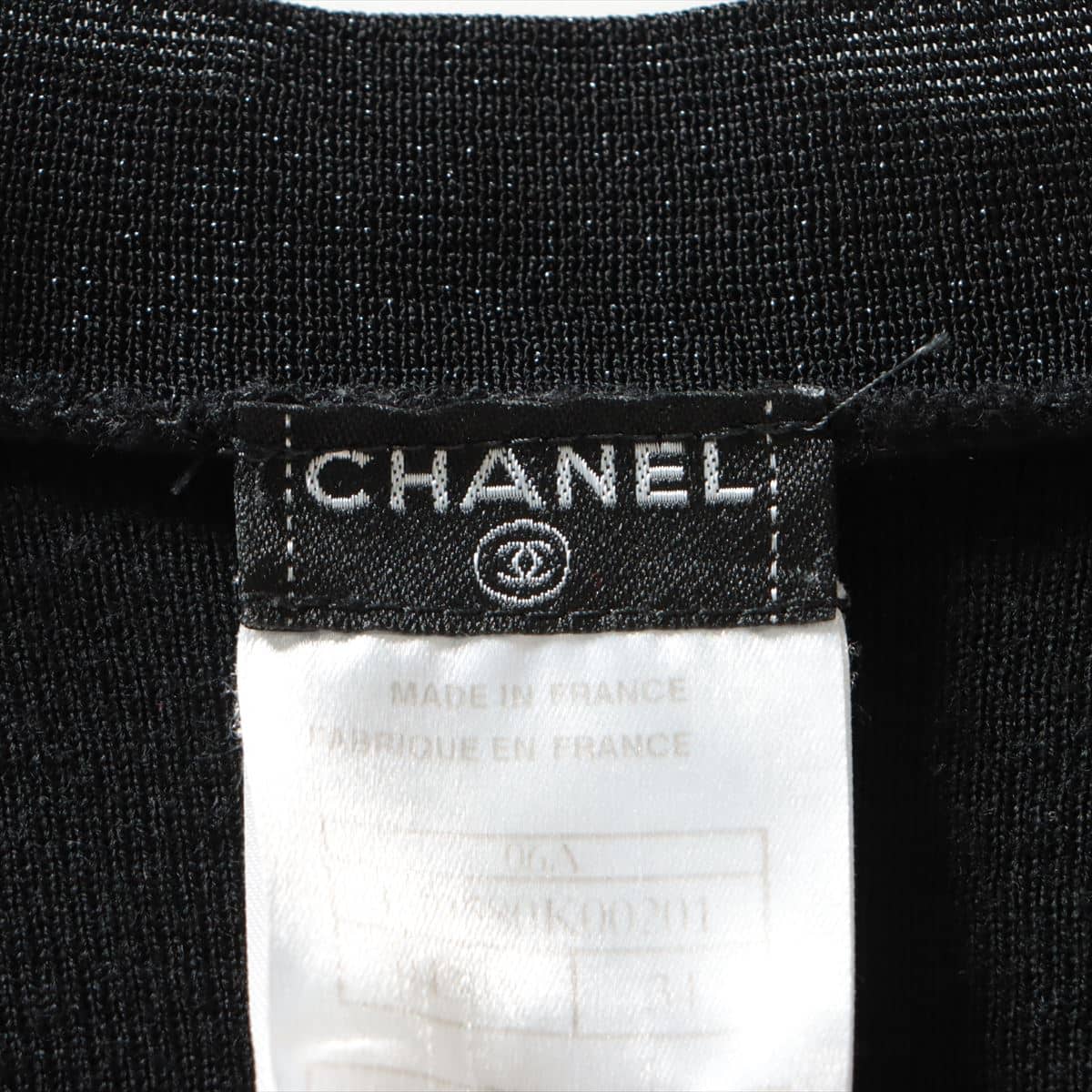 Chanel Coco Mark 06A wool x rayon Short Sleeve Knitwear 34 Ladies' Black