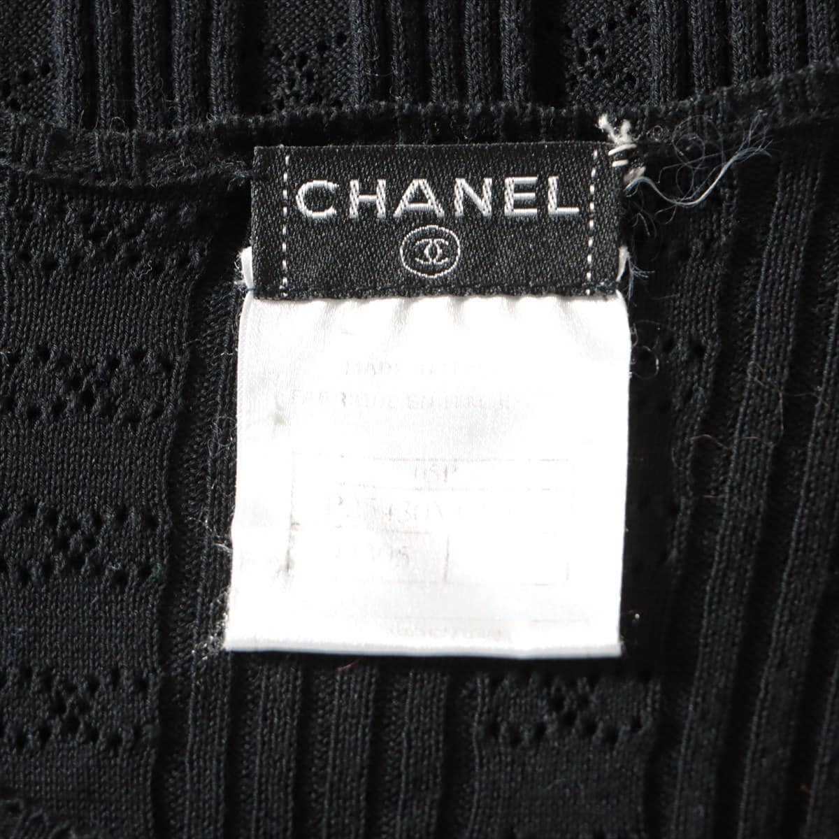 Chanel Coco Mark 05P Cotton Short Sleeve Knitwear 42 Ladies' Black