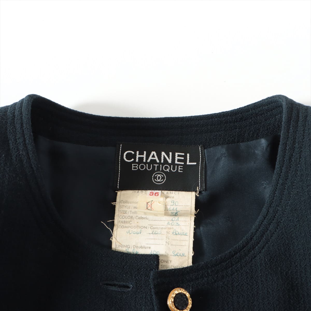 Chanel PE90 Wool Setup 36 Ladies' Navy blue