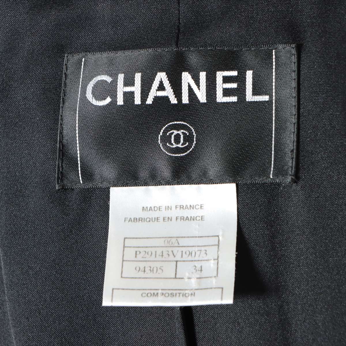 Chanel 06A Wool Setup 34 Ladies' Black × White  P29143