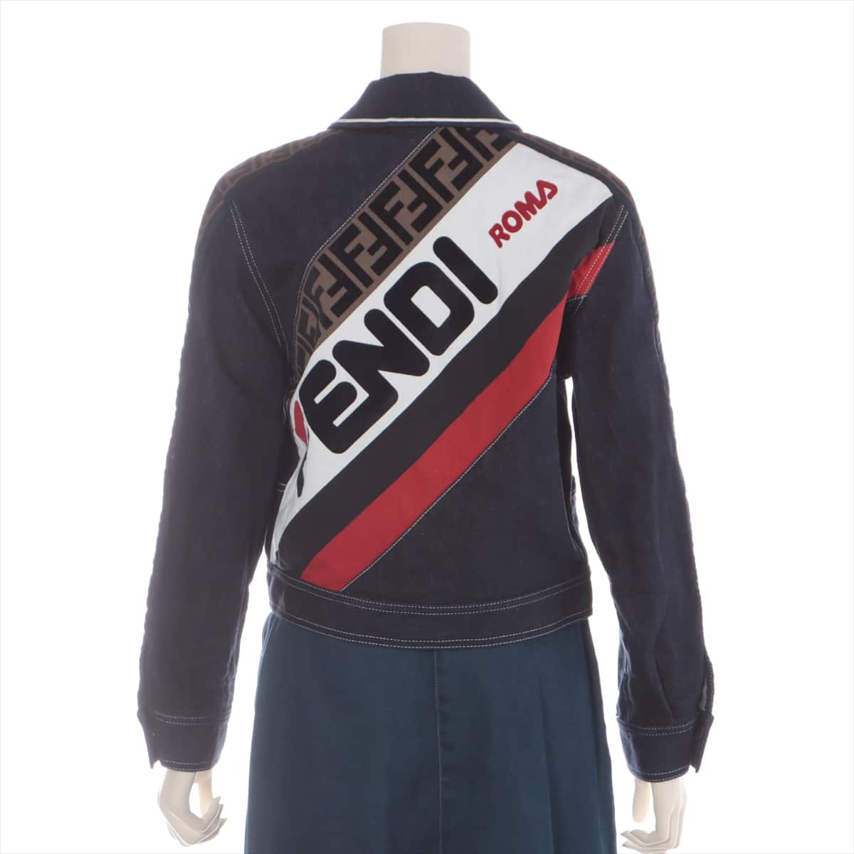 FENDI × FILA Cotton & polyurethane Denim jacket 40 Ladies' Navy blue  Fendi Mania