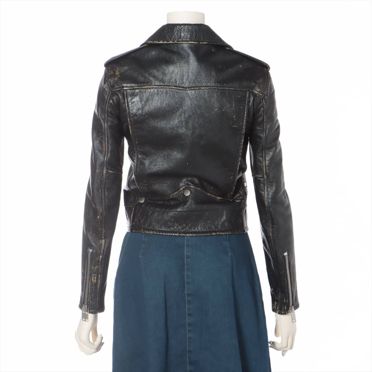 Saint Laurent Paris 15 years Leather Leather jacket 34 Ladies' Black  397287 CLASSIC MOTORCYCLE Vintage processing