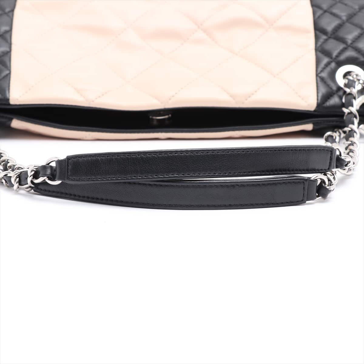 Chanel Matelasse Lambskin Chain tote bag black x beige Silver Metal fittings 19XXXXXX