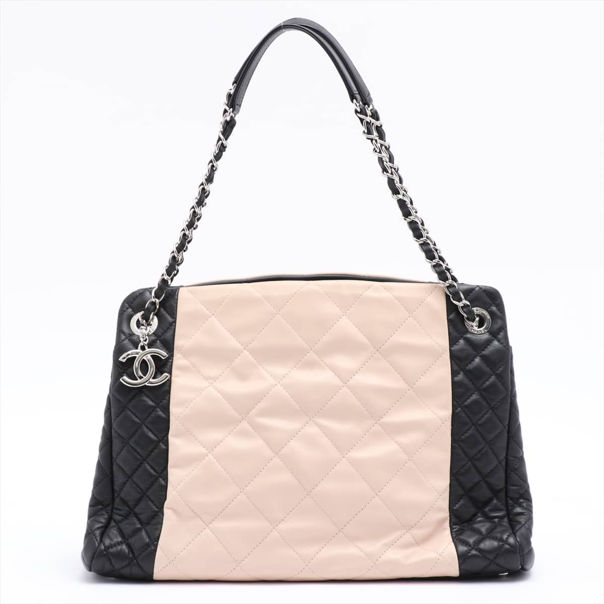 Chanel Matelasse Lambskin Chain tote bag black x beige Silver Metal fittings 19XXXXXX