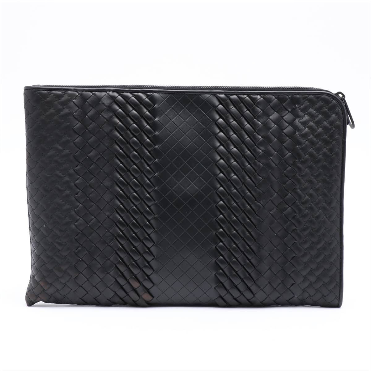 Bottega Veneta Intreccio Leather Clutch bag Black 405912