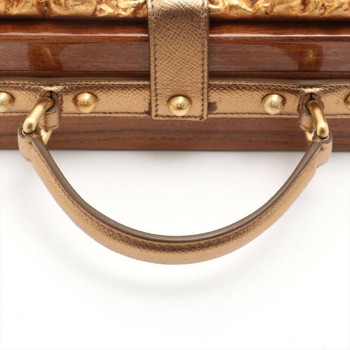 Dolce & Gabbana DOLCE BOX Wood Hand bag Brown