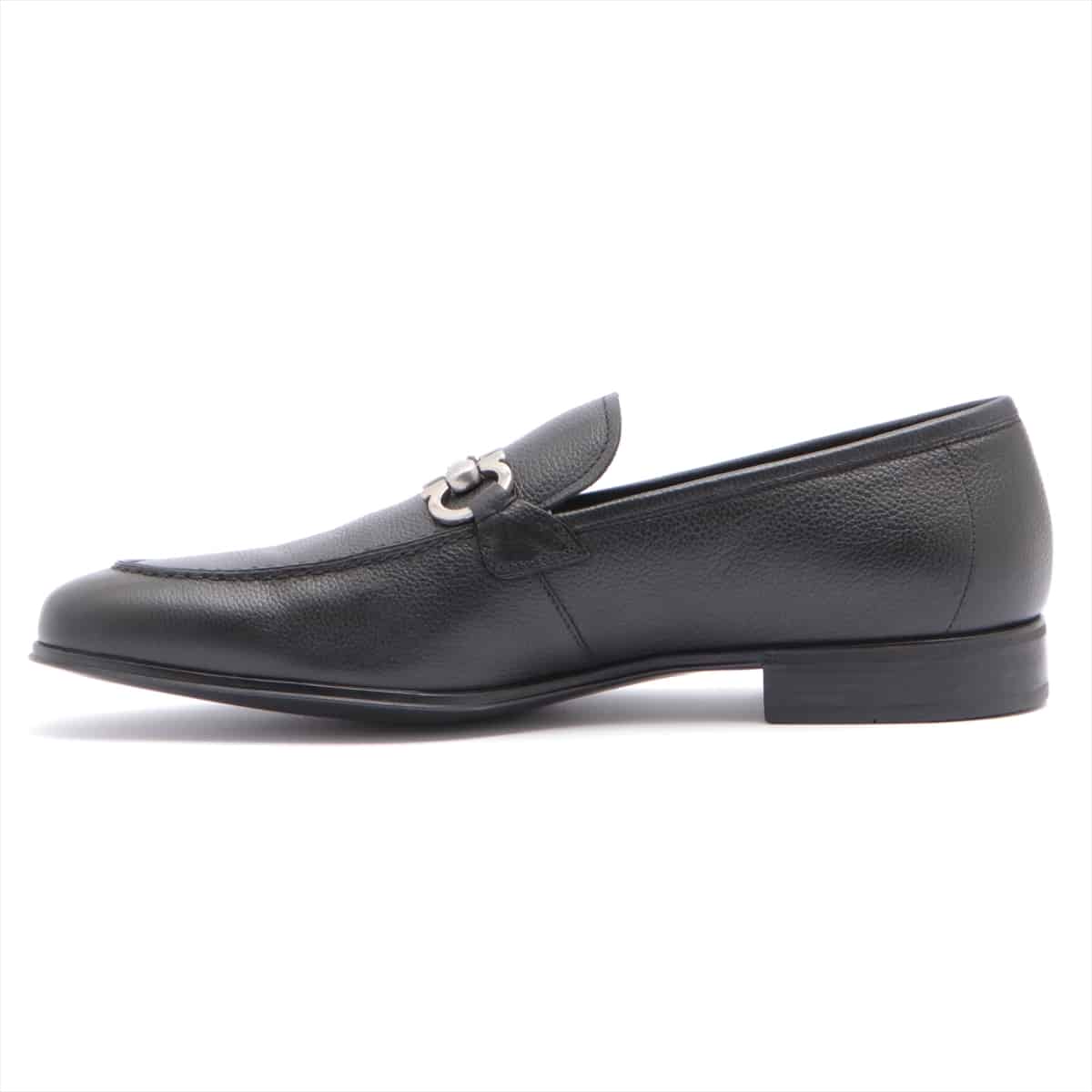 Ferragamo Leather Loafer 8.5EEE Men's Black Gancini hardware FLORI