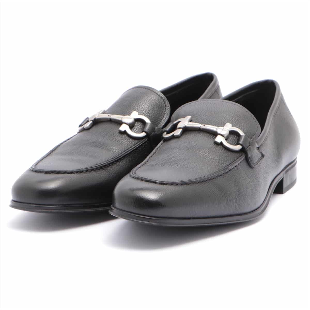 Ferragamo Leather Loafer 8.5EEE Men's Black Gancini hardware FLORI