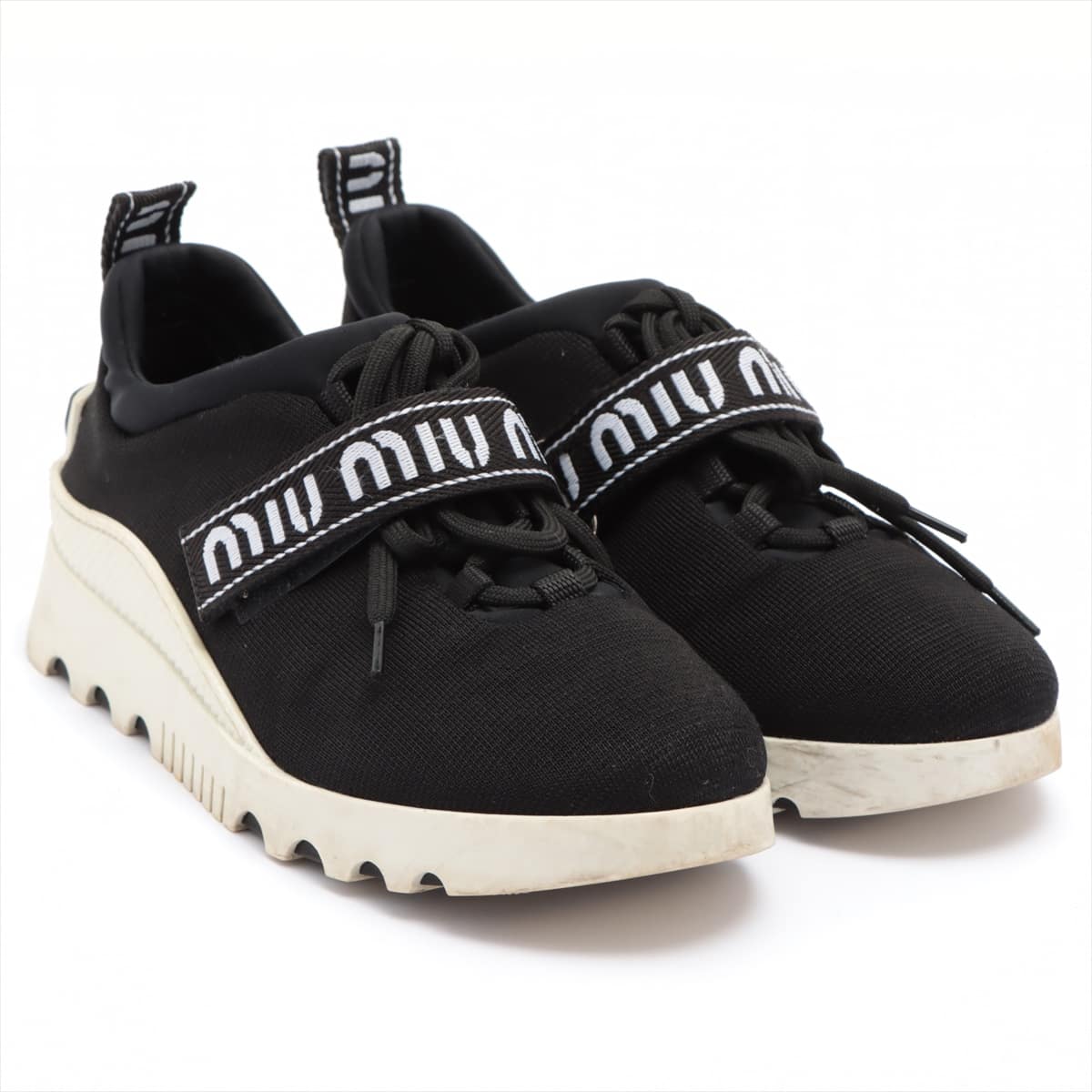Miu Miu Knit Sneakers 36 Ladies' Black Velcro