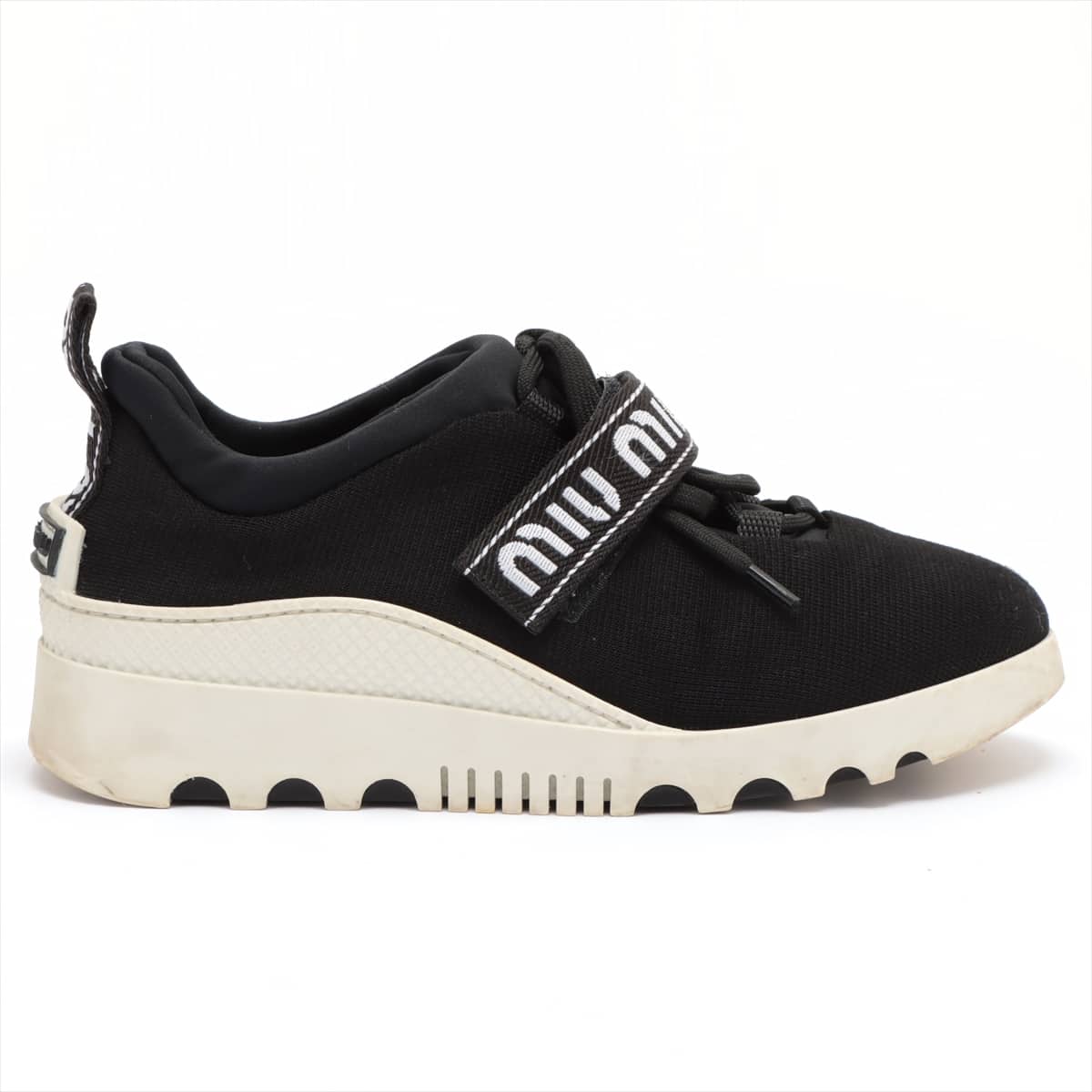 Miu Miu Knit Sneakers 36 Ladies' Black Velcro