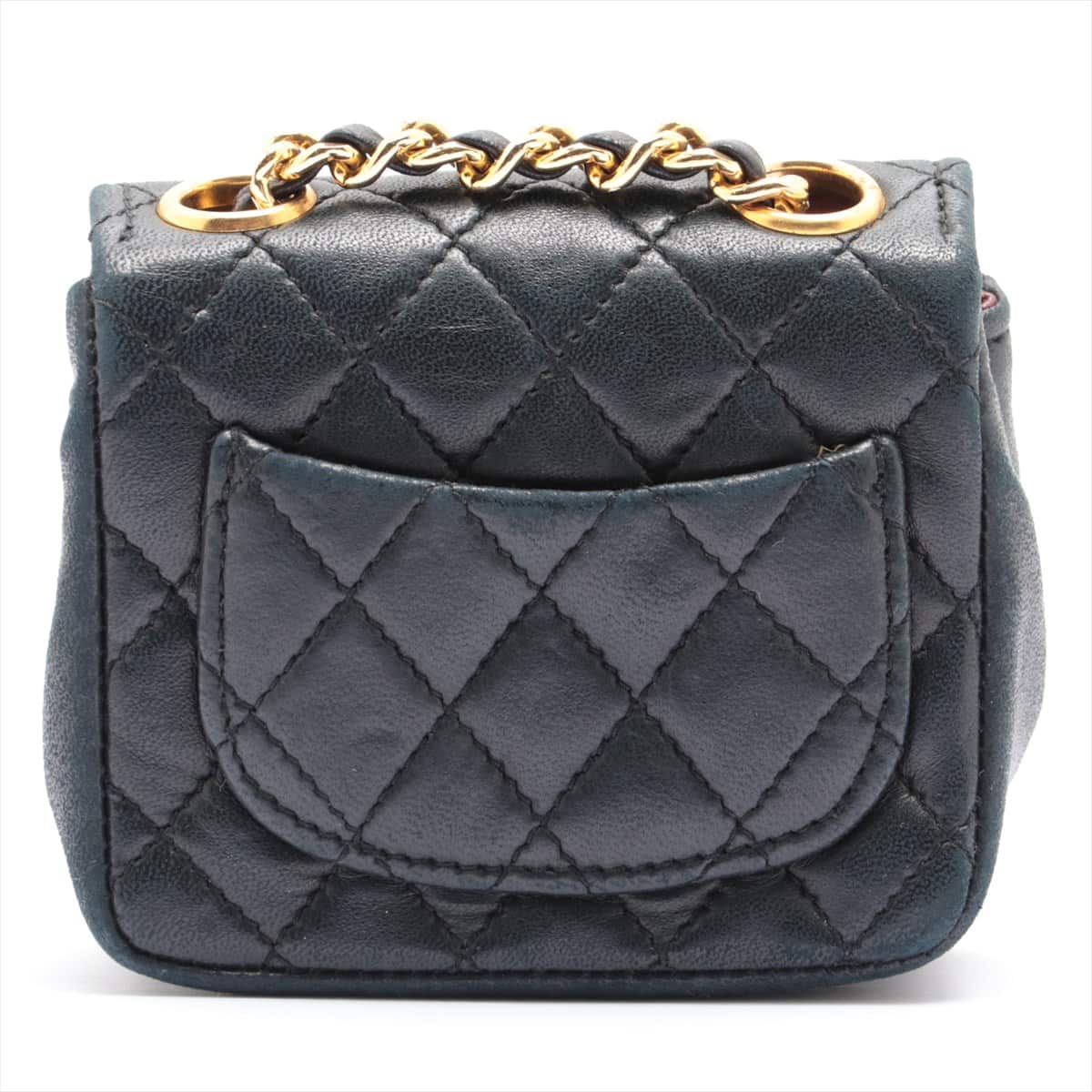 Chanel Mini Mini Matelasse Lambskin Chain shoulder bag Black Gold Metal fittings No serial number