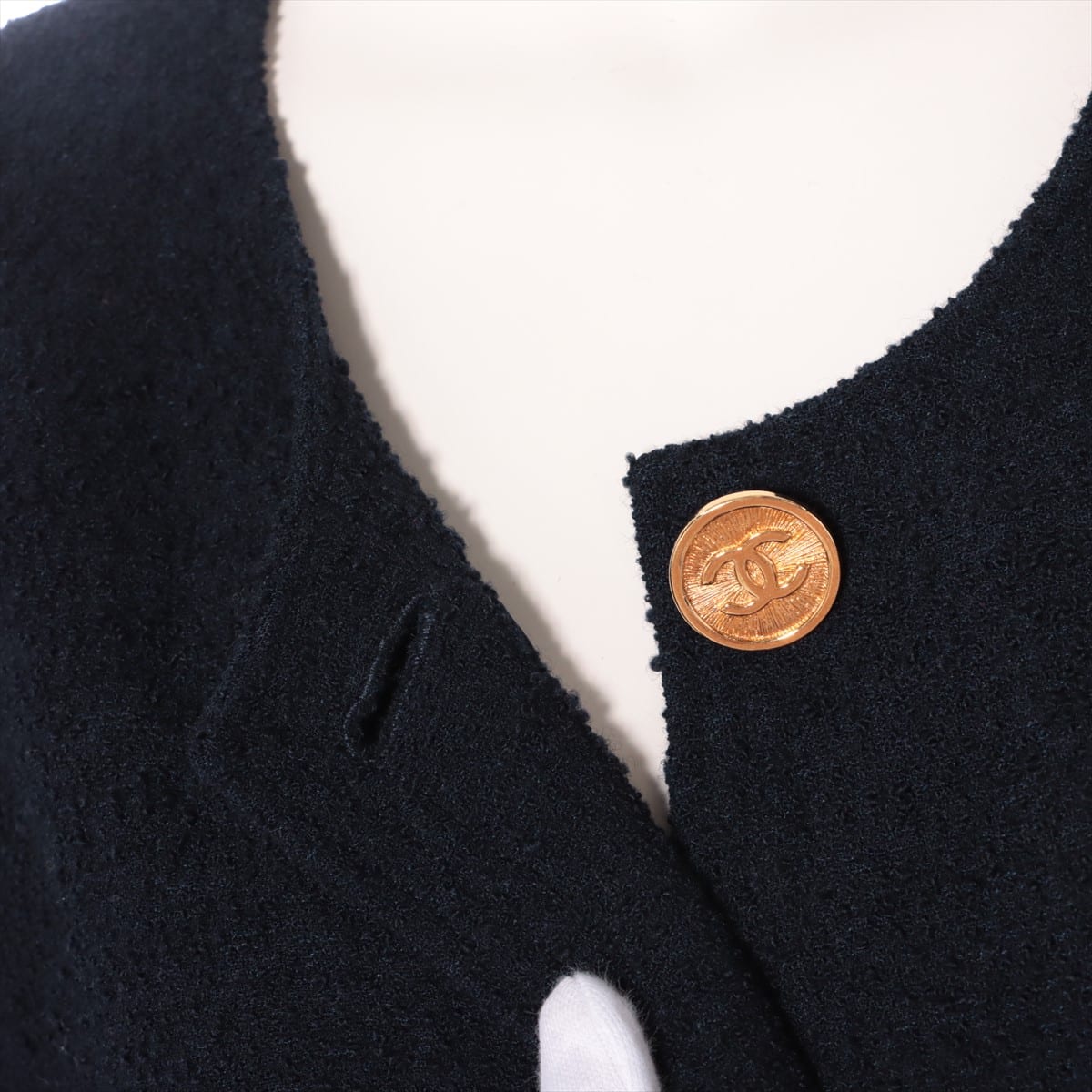 Chanel Coco Button Tweed Setup 42 Ladies' Navy blue