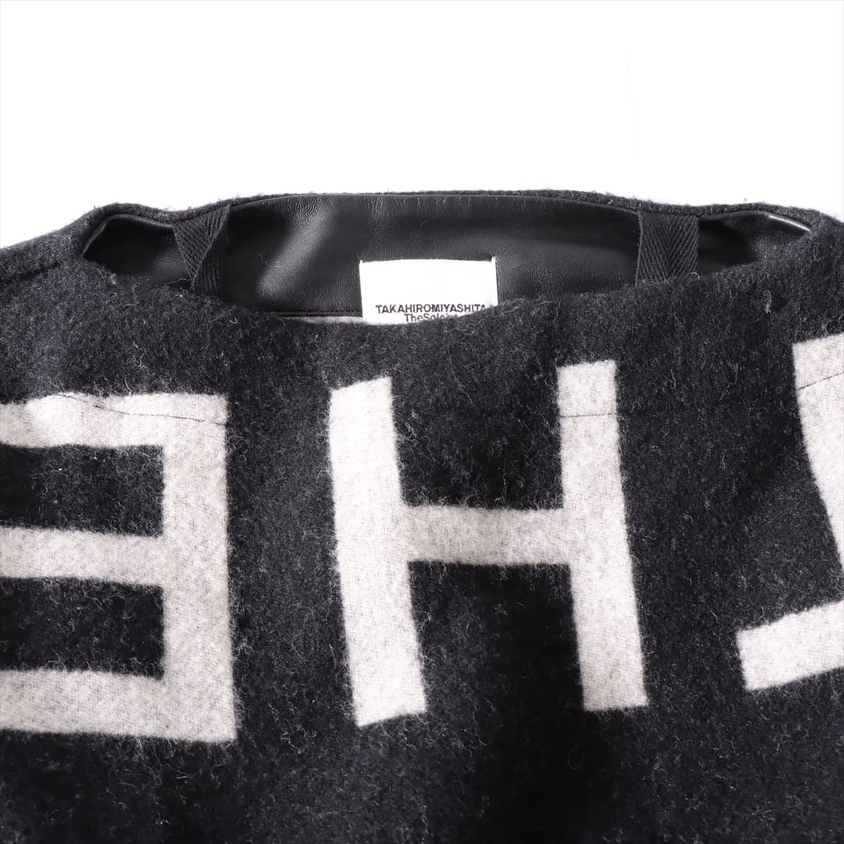 TAKAHIRO MIYASHITA The Soloist 18AW Wool & cashmere Poncho one size Men's Black x Gray  Signature Blanket I AM THE SOLOIST