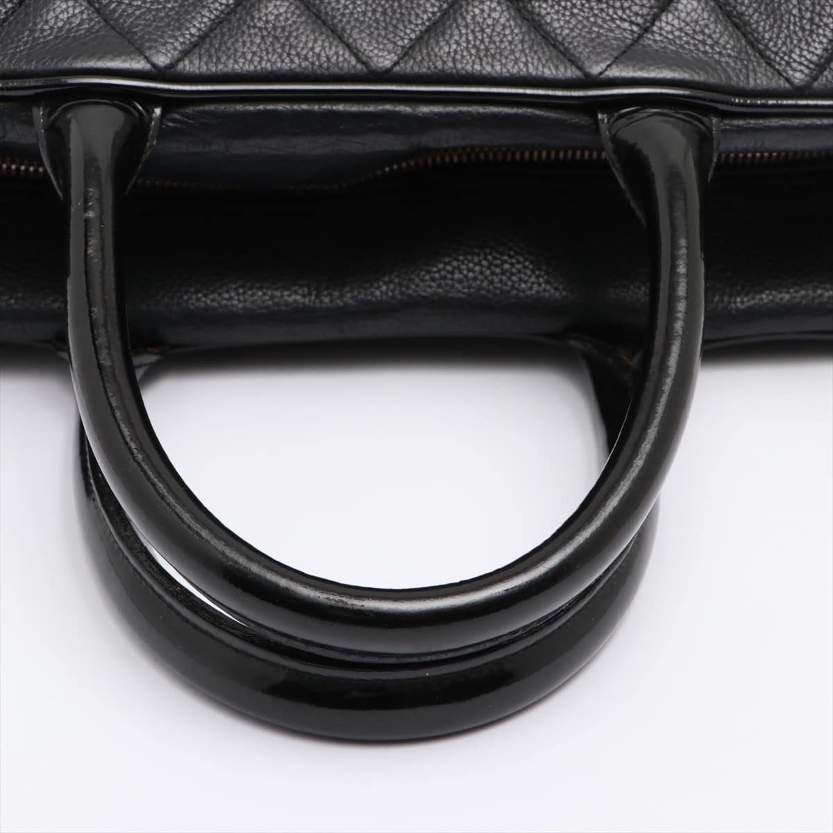Chanel Bowling Caviarskin Hand bag Matelasse Black Silver Metal fittings 6XXXXXX