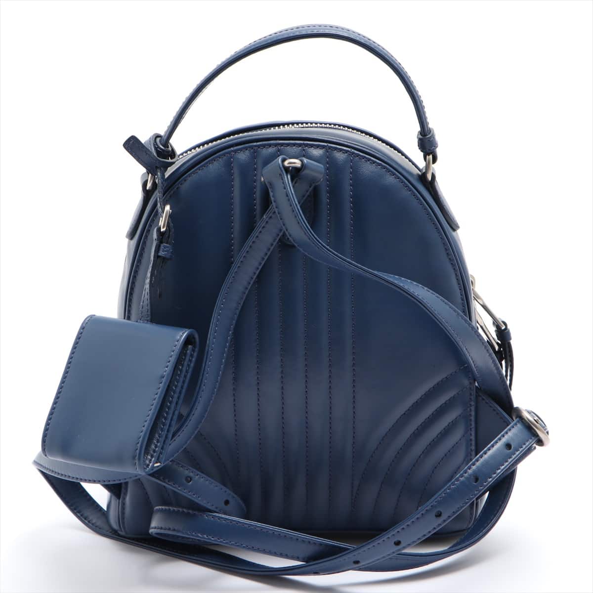 Prada Diagram Leather Backpack Navy blue 1BZ030 open papers