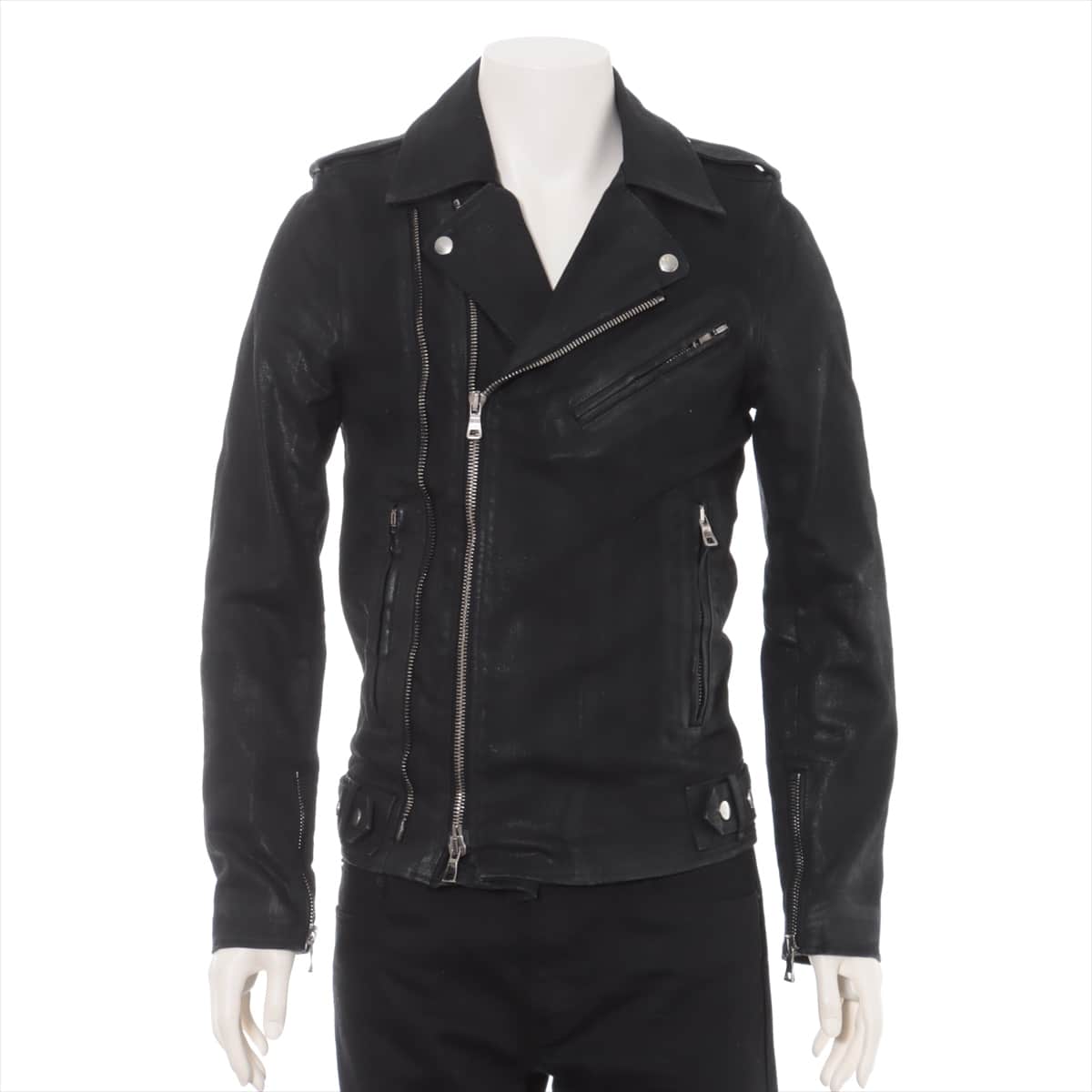 Balmain 15SS Cotton Leather jacket S Men's Black  coatings