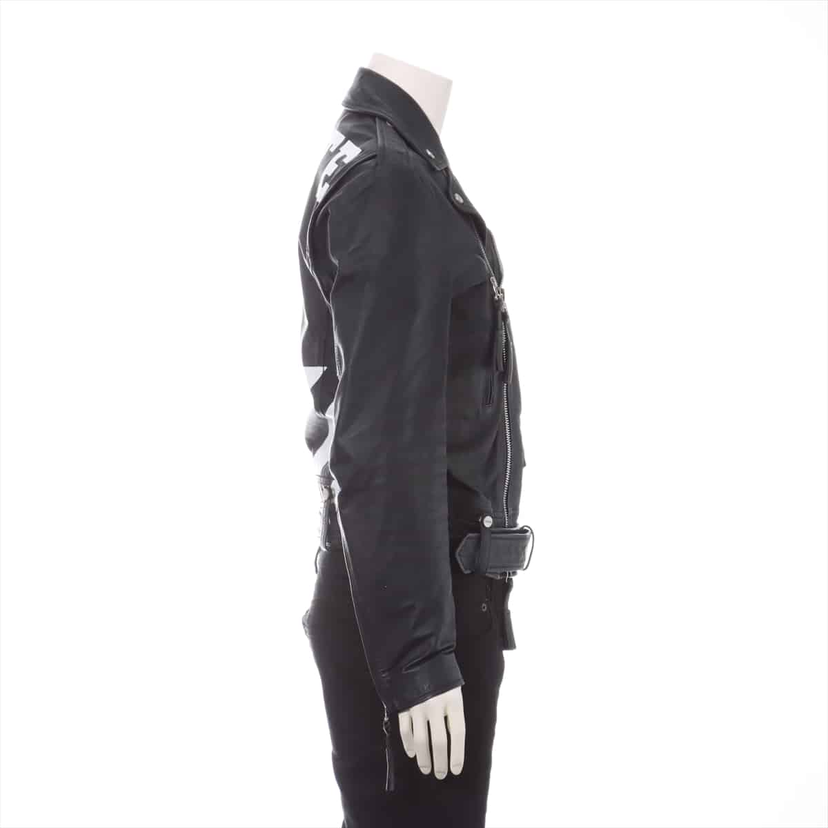 Off-White 15AW Leather Leather jacket XS Men's Black  biases