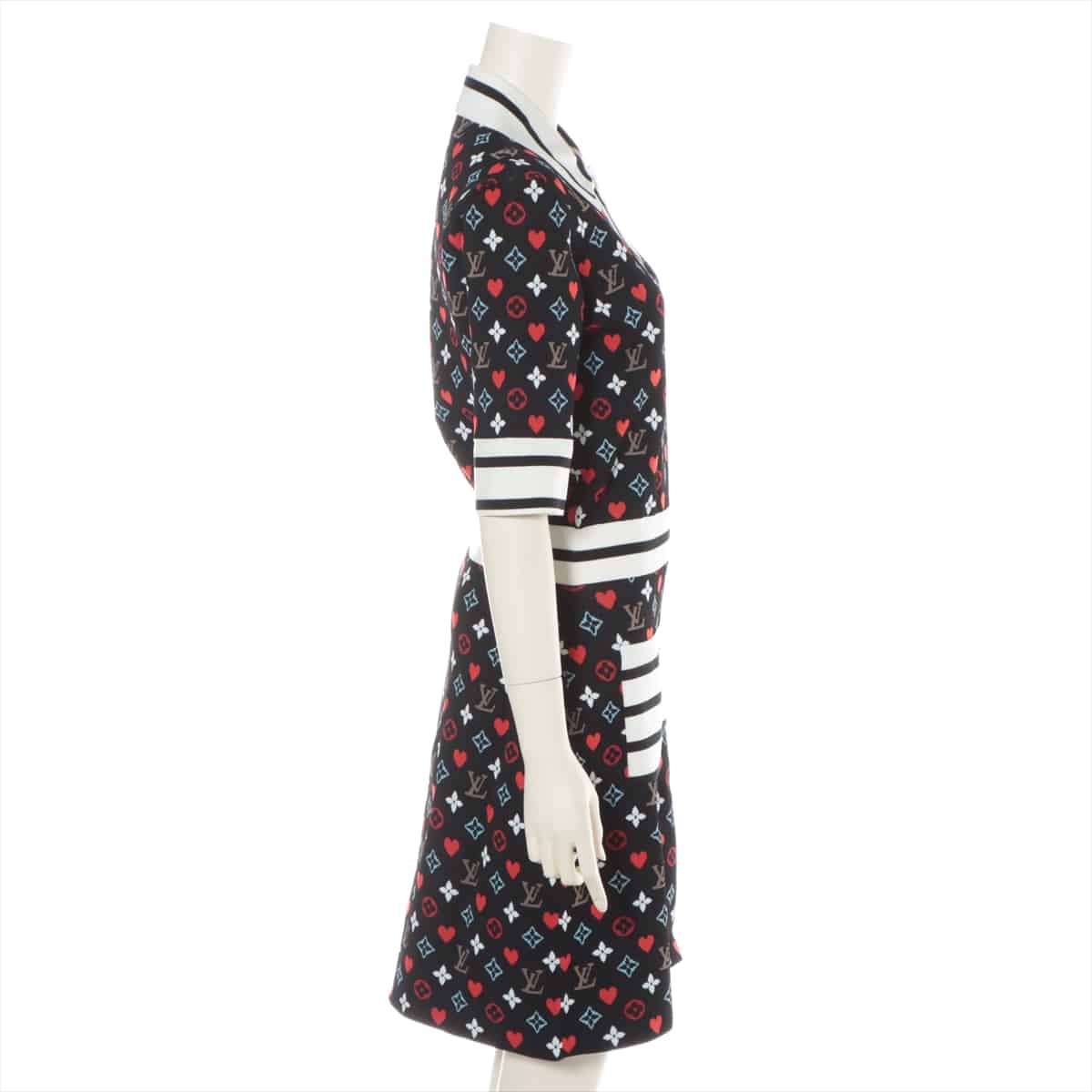 Louis Vuitton RW211A Viscose Knit dress M Ladies' Black  1A8M5I Game on trompe l'oeil jacquard