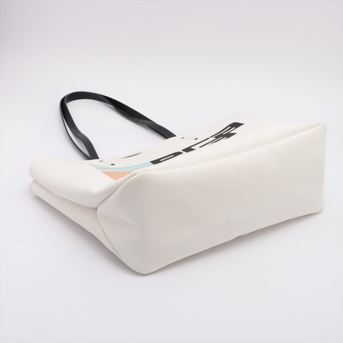 Prada Logo Print canvas Tote bag White with pouch