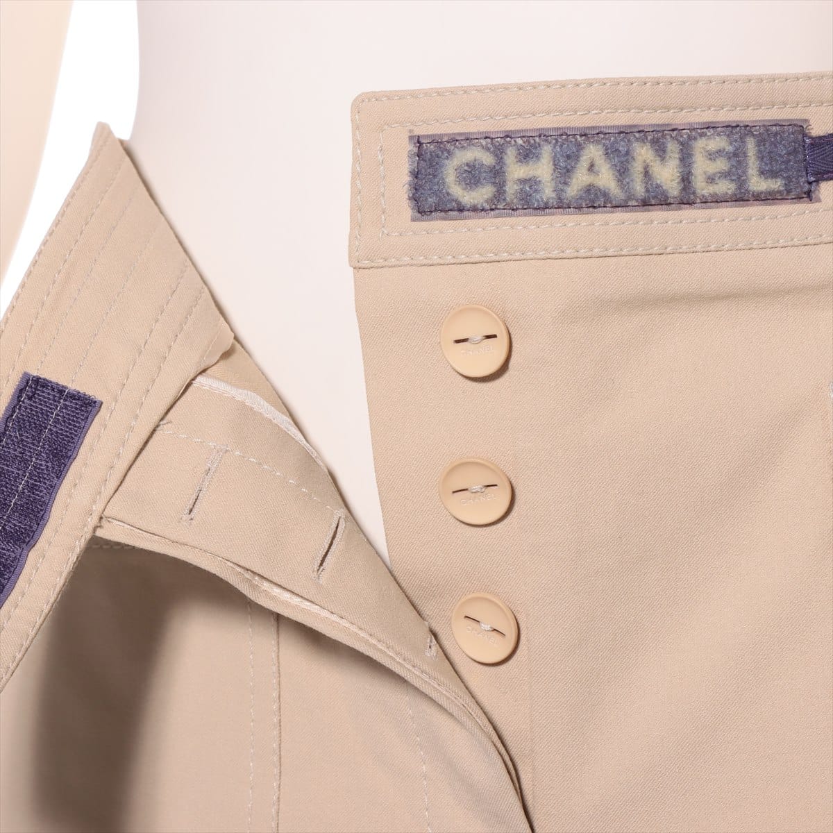 Chanel 00T Cotton Pants 40 Ladies' Beige  Logo There is fraying on the rolled up part