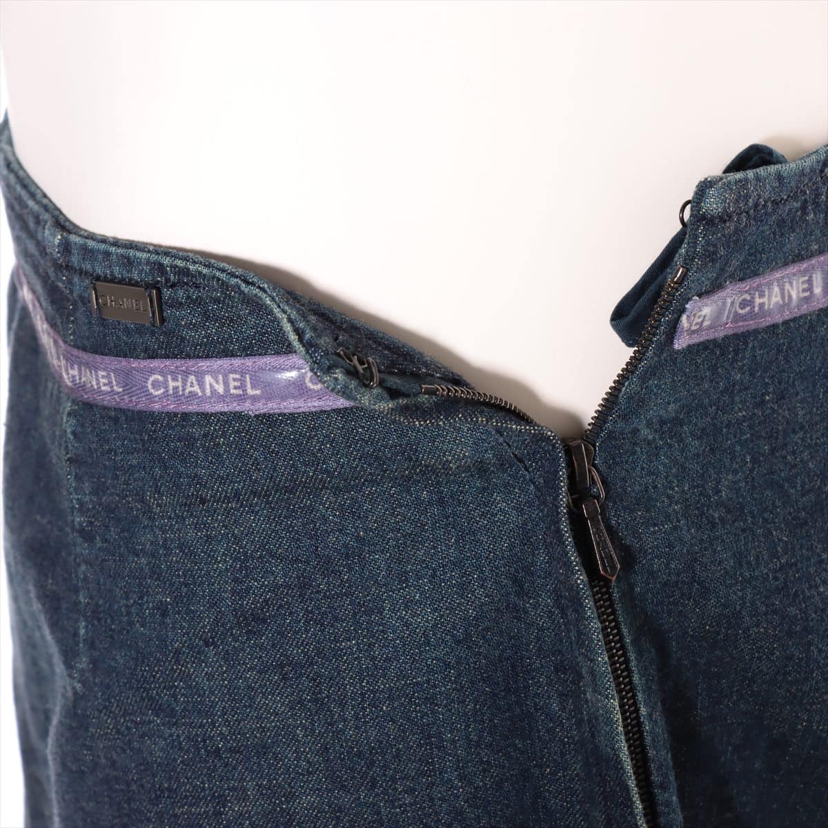 Chanel 00T Cotton Denim pants 42 Ladies' Navy blue