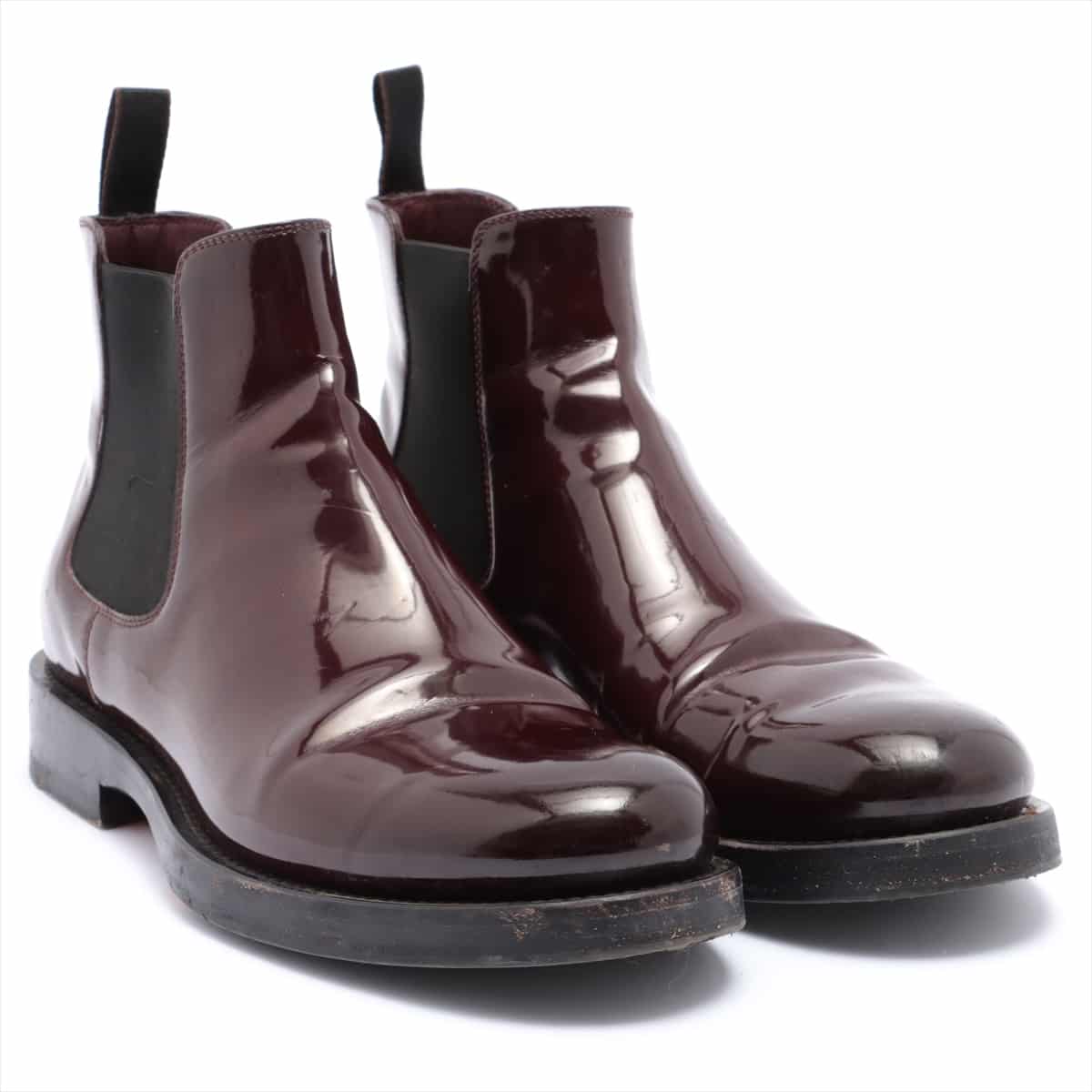 Santoni Patent leather Side Gore Boots 38 1/2 Men's Brown