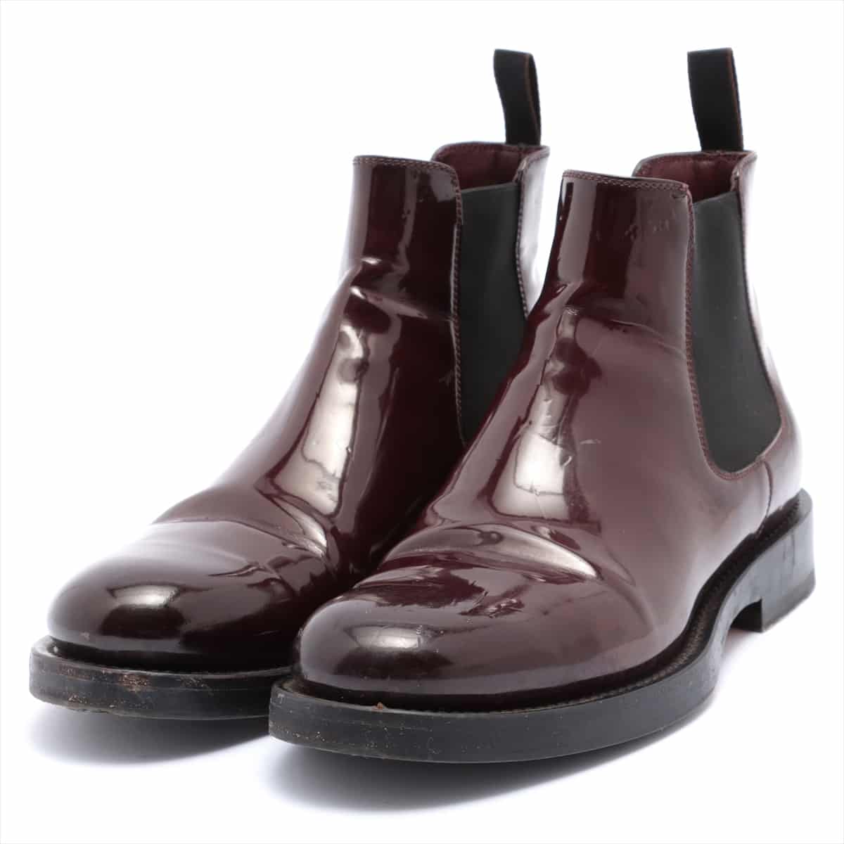 Santoni Patent leather Side Gore Boots 38 1/2 Men's Brown