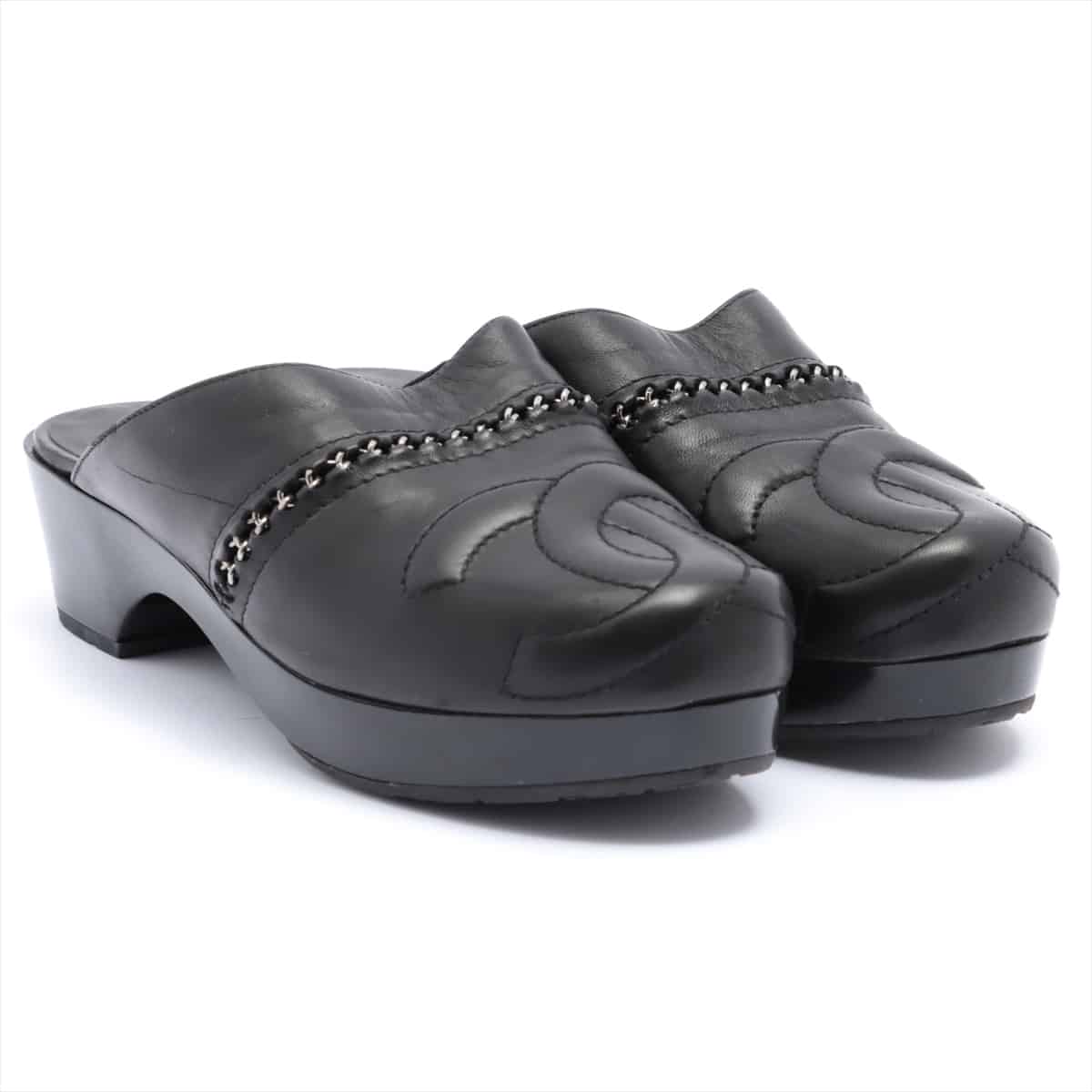 Chanel Leather Sandals 36 Ladies' Black