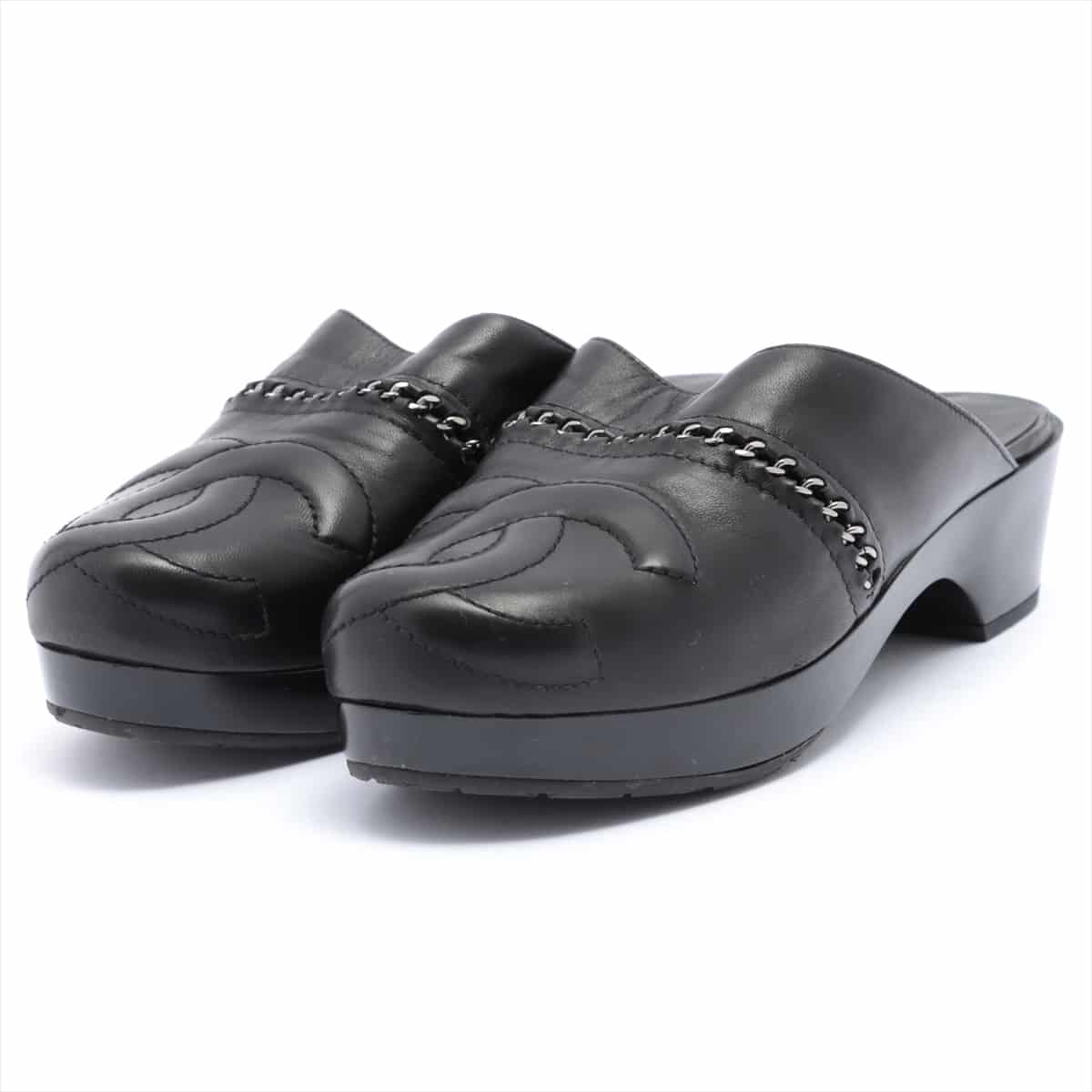 Chanel Leather Sandals 36 Ladies' Black