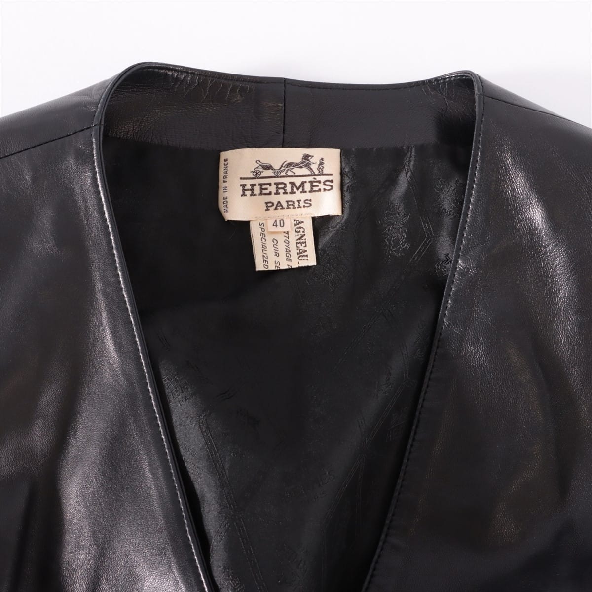Hermès Leather Vest 40 Ladies' Black