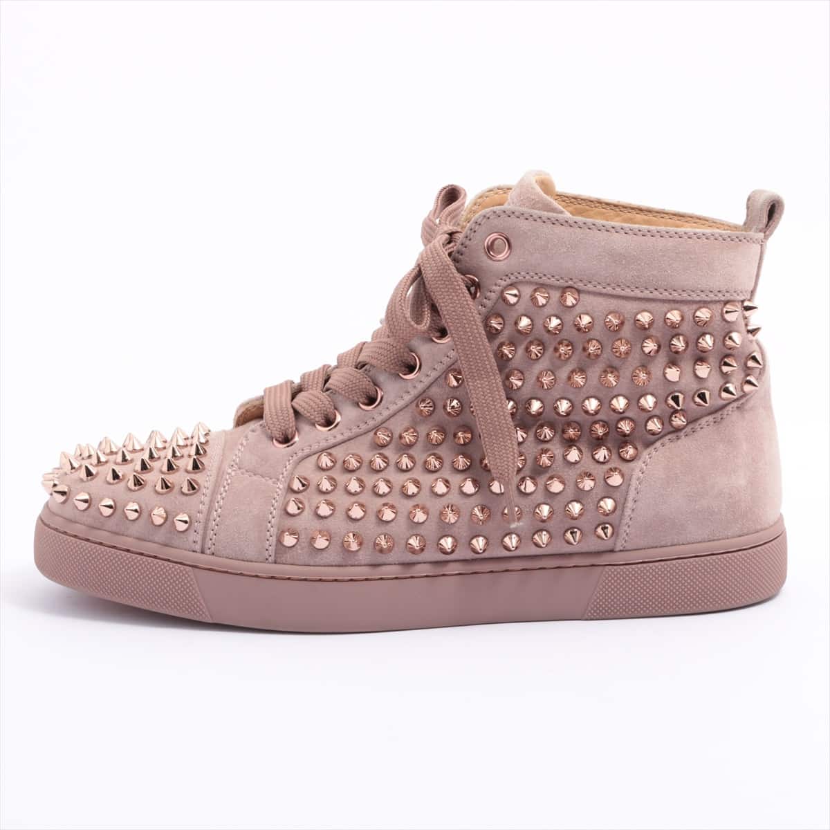 Christian Louboutin Suede leather High-top Sneakers 37 Ladies' Pink beige Spike Studs