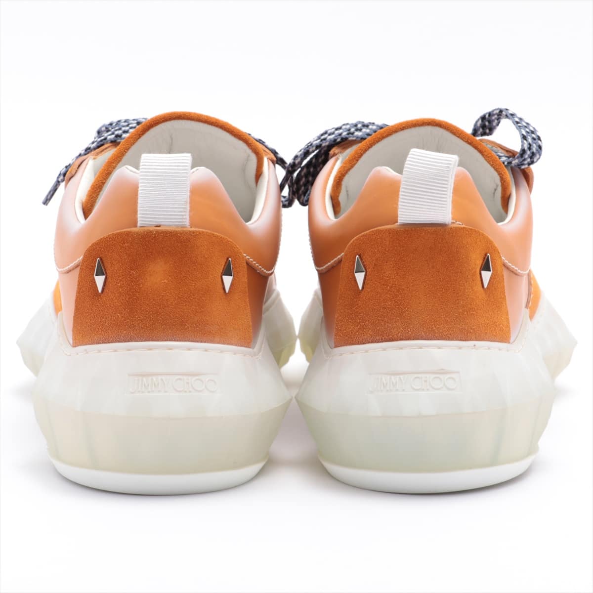 Jimmy Choo Leather & suede Sneakers 42 Men's Orange Diamond Studs