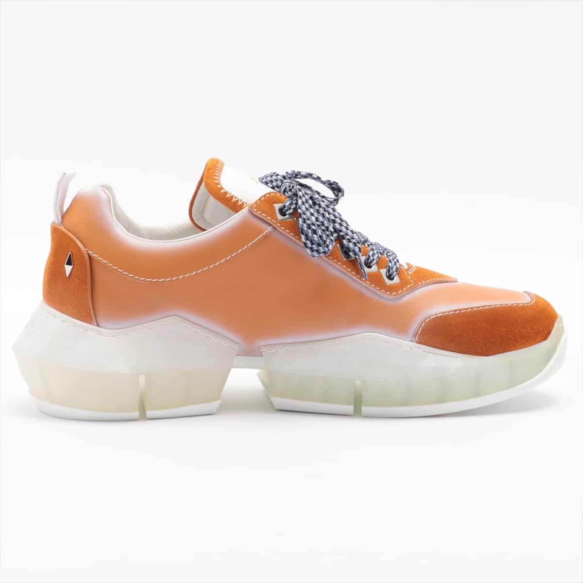 Jimmy Choo Leather & suede Sneakers 42 Men's Orange Diamond Studs