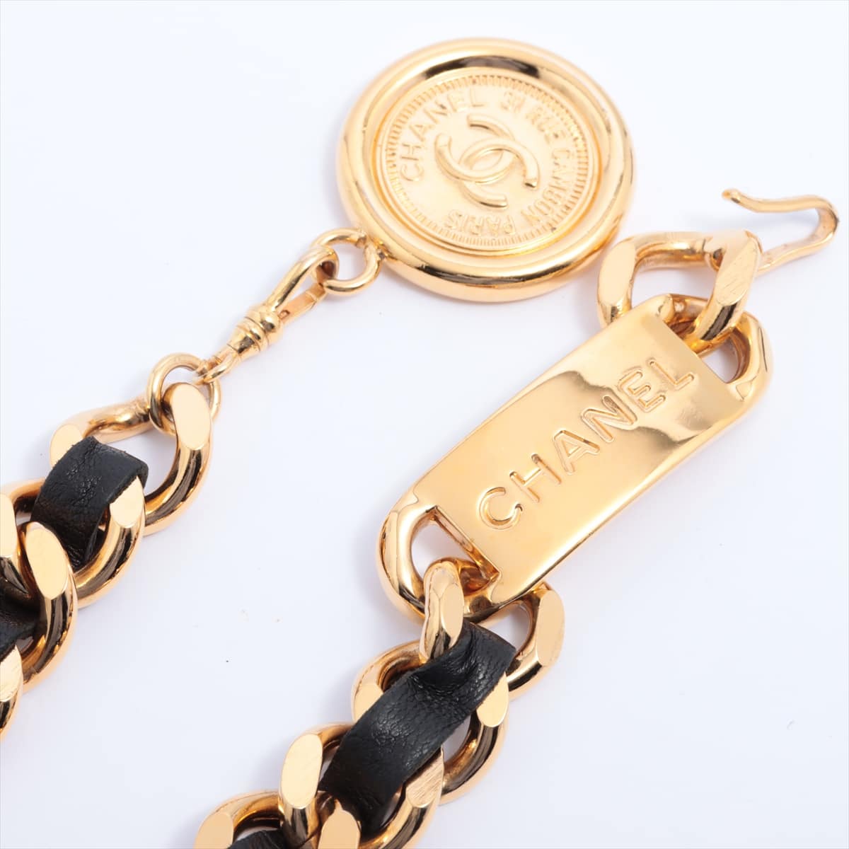 Chanel Coco Mark 94A Chain belt GP & leather Gold Coin