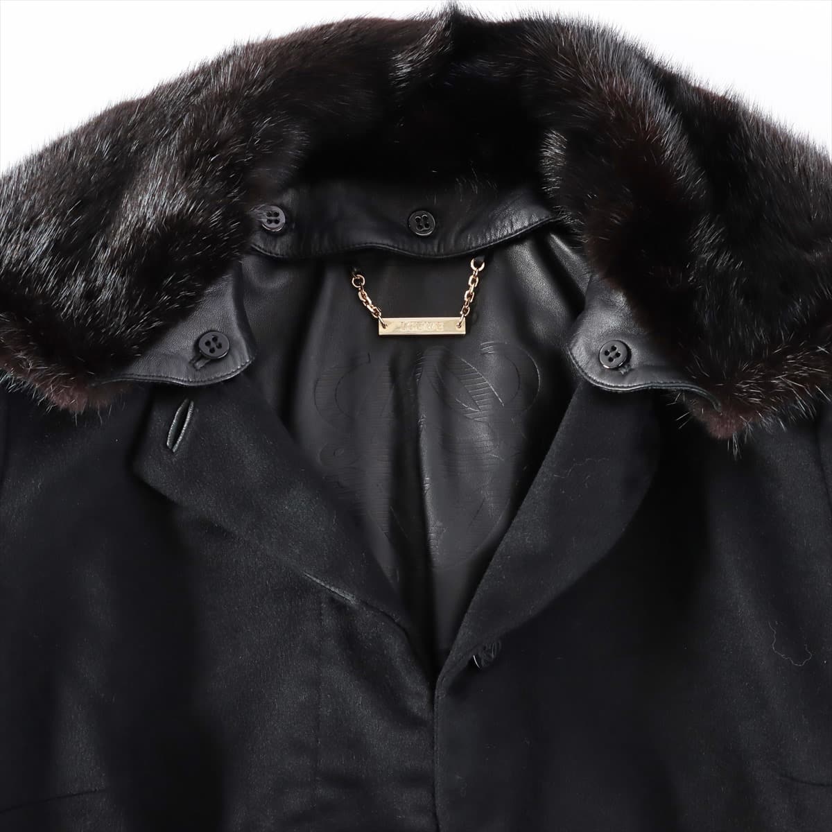 Loewe Cashmere Half coat 38 Ladies' Black  Accessories sleeve fur belted