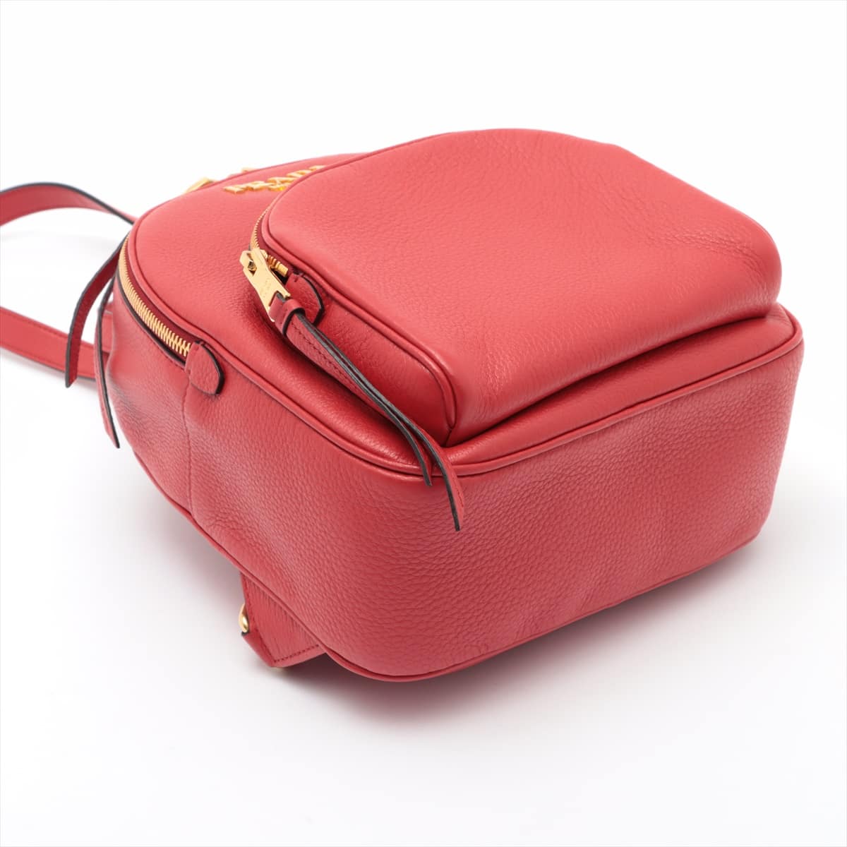Prada Vitello Daino Leather Backpack Red 1BZ051 open papers