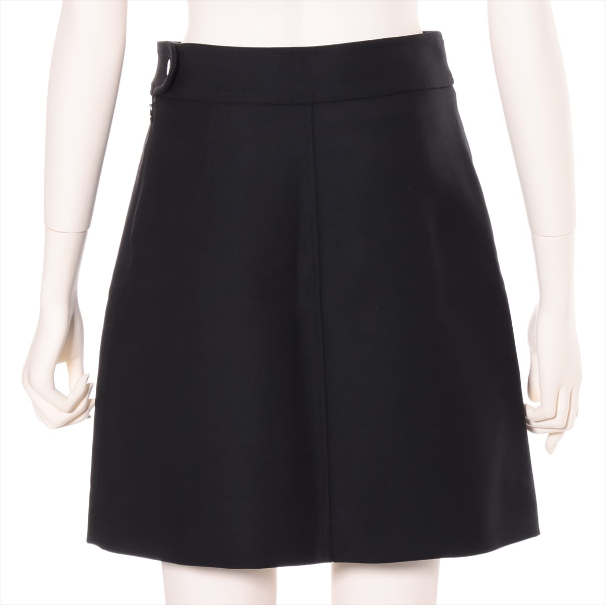 Hermès Serie Wool & leather Skirt 36 Ladies' Black