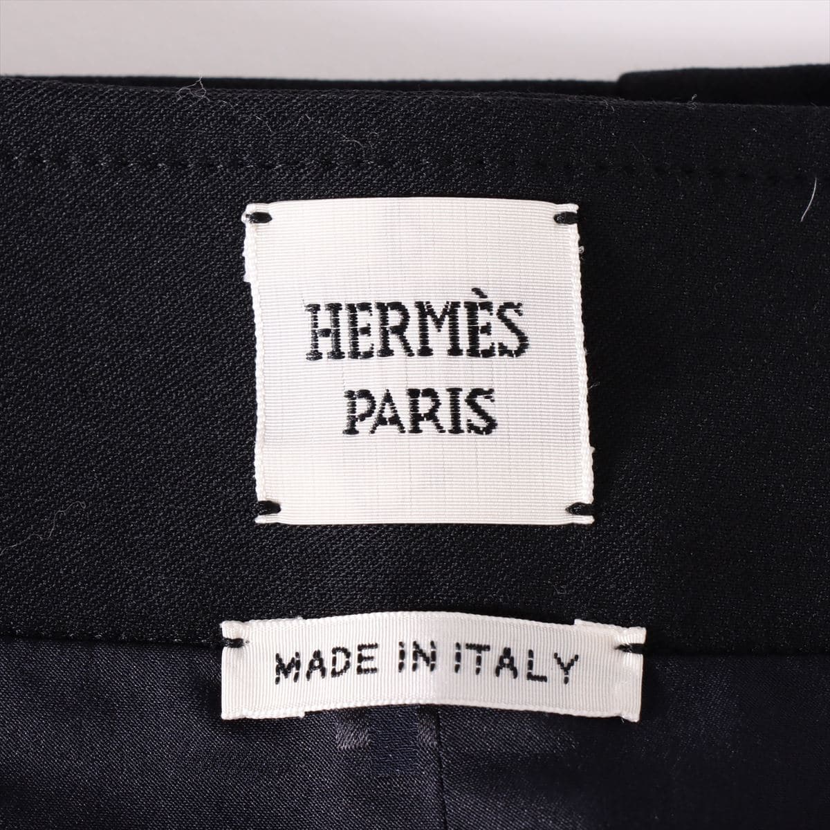 Hermès Serie Wool & leather Skirt 36 Ladies' Black