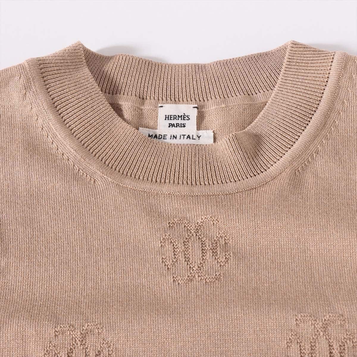 Hermès Cotton & silk Short Sleeve Knitwear 36 Ladies' Beige  Quality tag is frayed