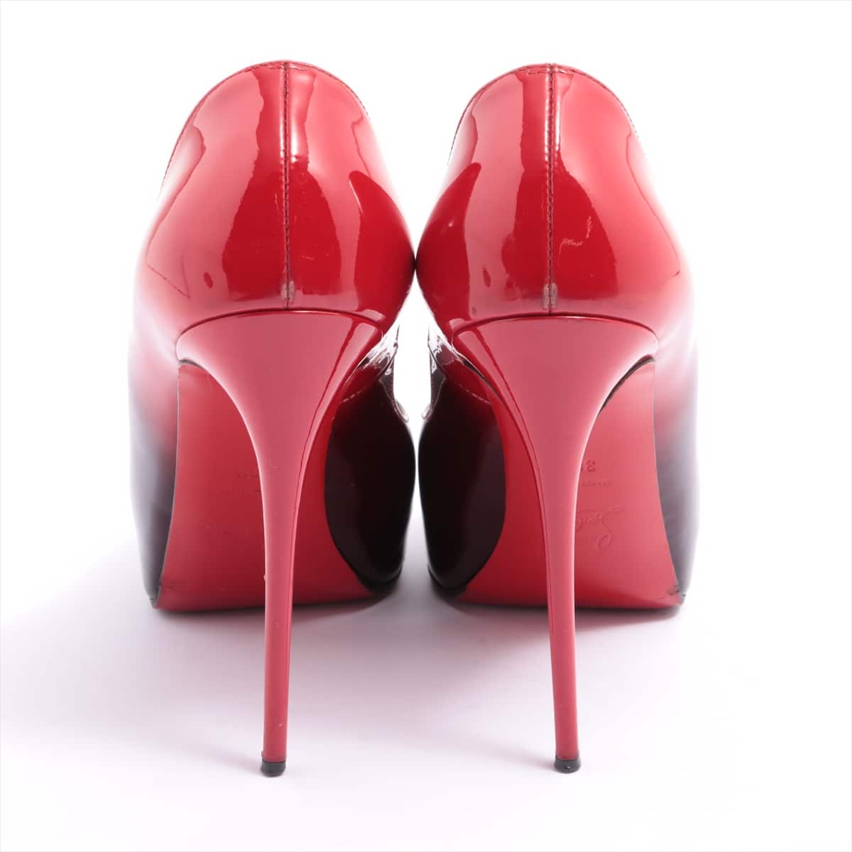Christian Louboutin Patent leather Open-toe Pumps 38.5 Ladies' Red x Black