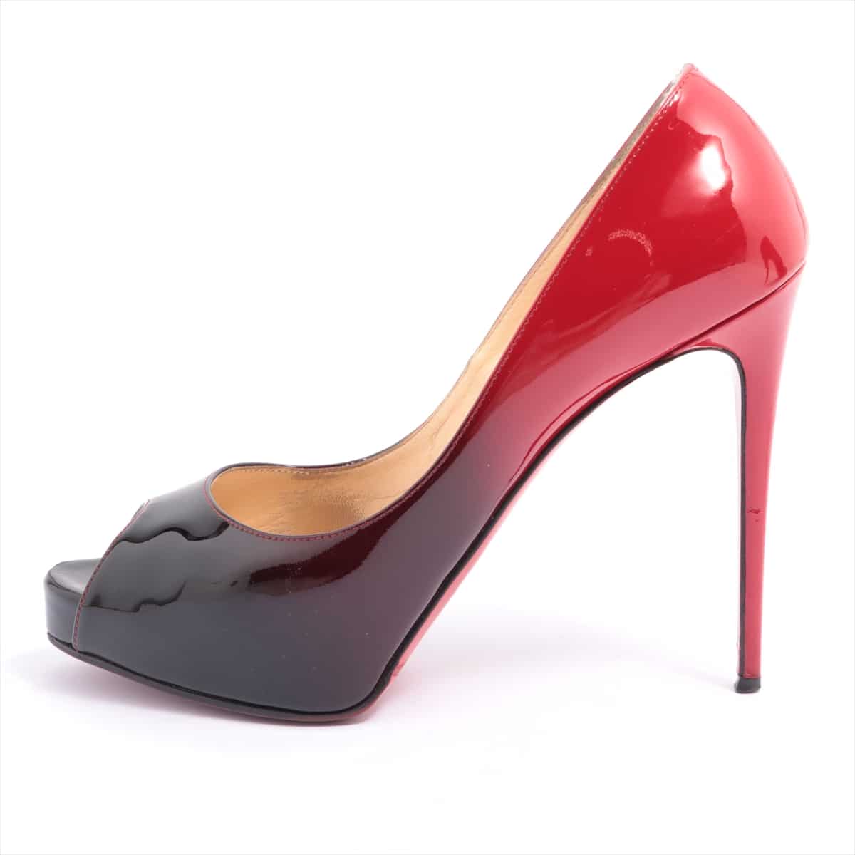 Christian Louboutin Patent leather Open-toe Pumps 38.5 Ladies' Red x Black