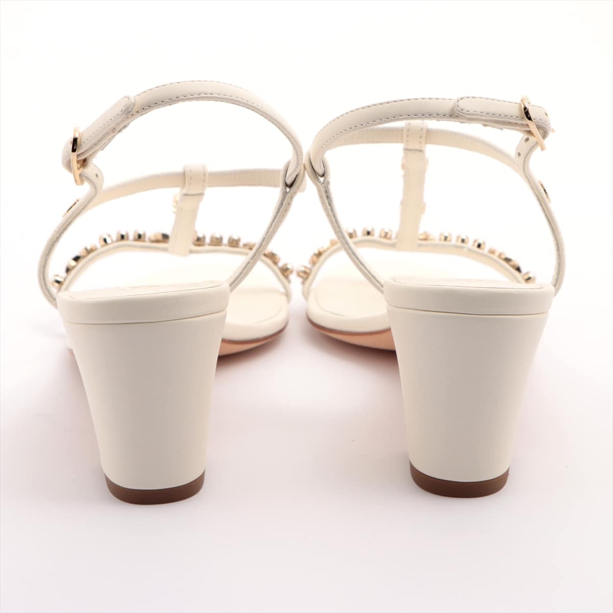 Chanel Leather Sandals 38 Ladies' White Coco Mark