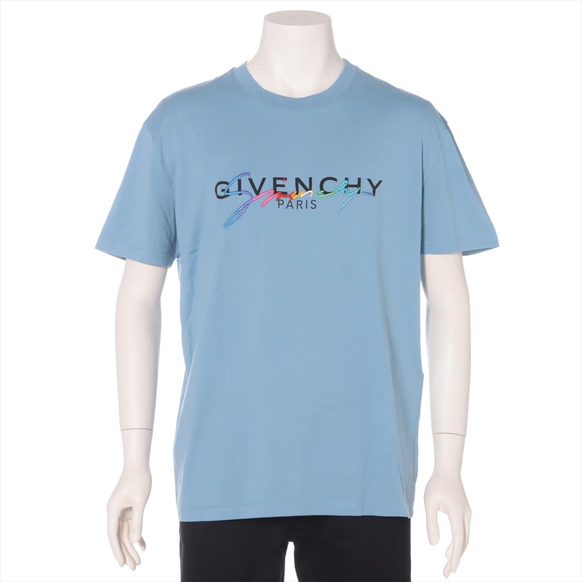 Givenchy Cotton T-shirt S Men's Blue  Logo Signature