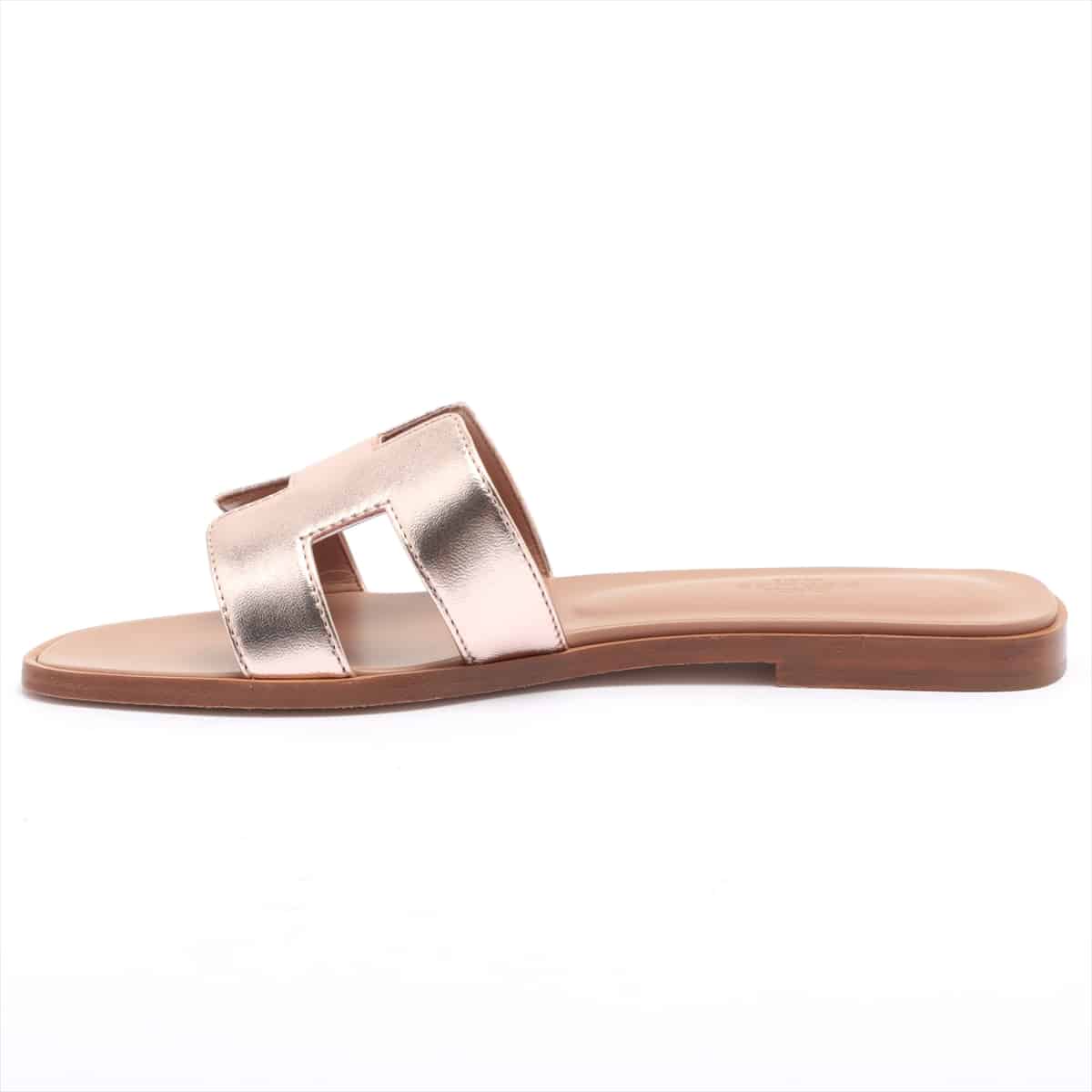 Hermès Oran Leather Sandals 37 1/2 Ladies' Pink Gold