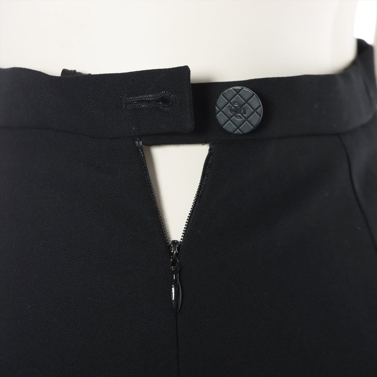 Chanel Coco Button 01P Wool Slacks 34 Ladies' Black