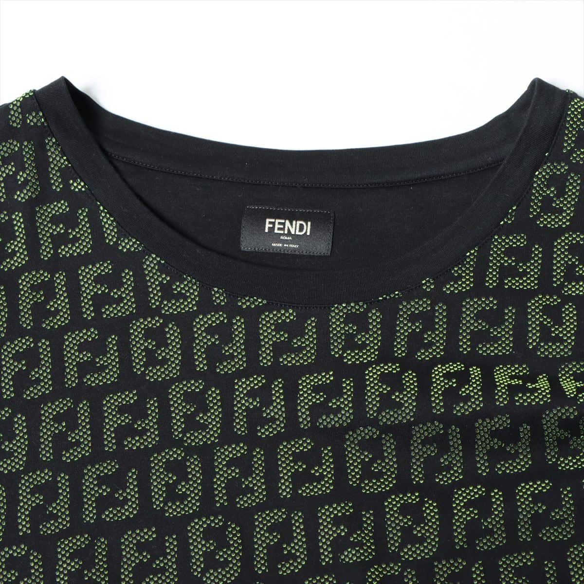 Fendi ZUCCa Cotton T-shirt L Men's Green x black