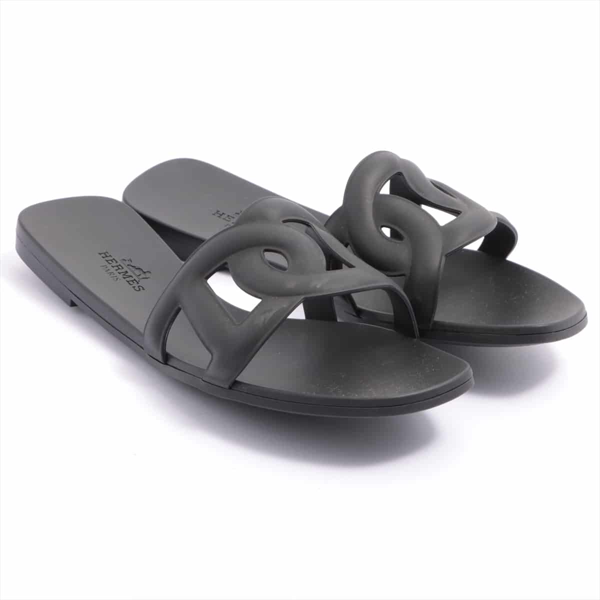 Hermès Chaîne d'Ancre Rubber Sandals 34 Ladies' Black aloha