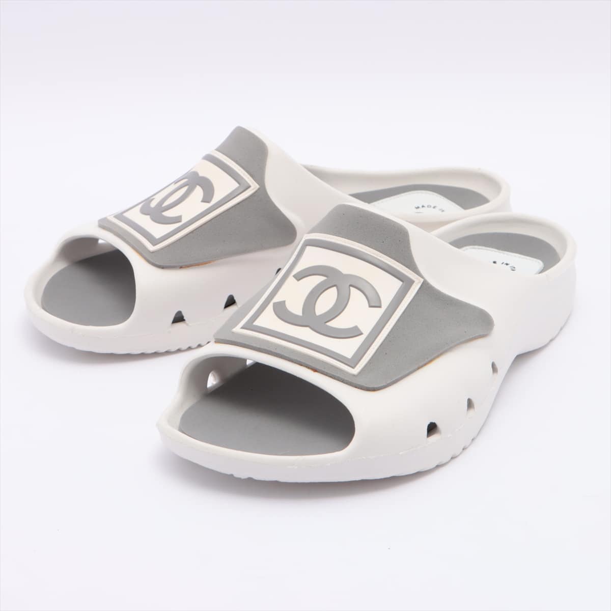 Chanel Rubber Sandals 39 Ladies' Gray x white