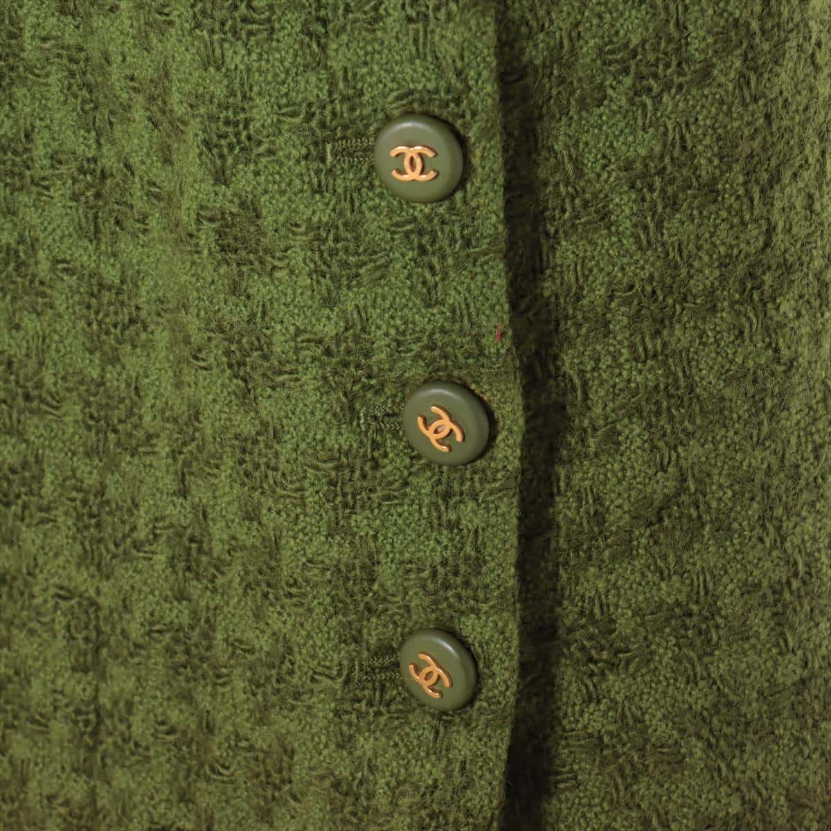 Chanel Coco Button 95A Tweed Setup 40 Ladies' Green