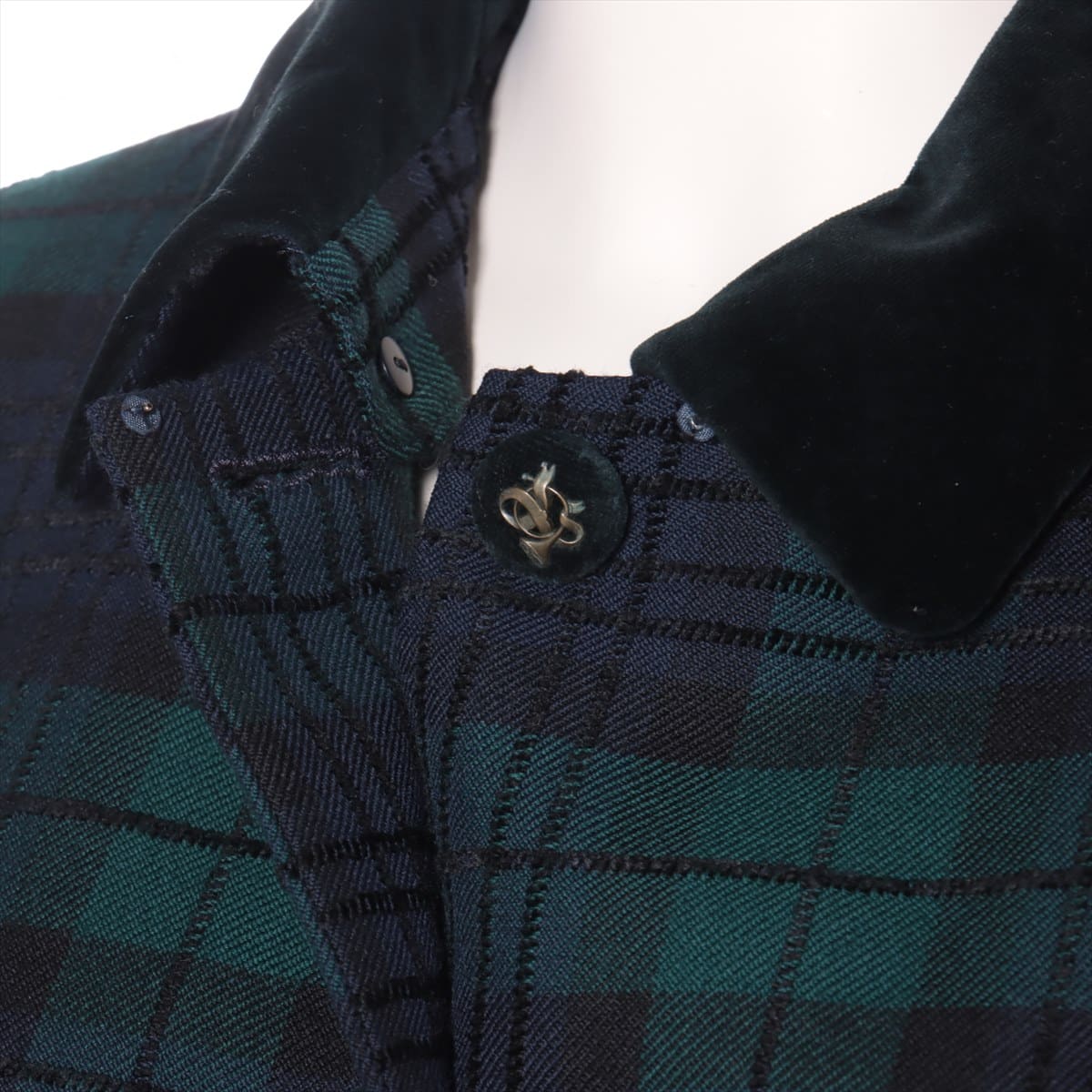 Burberrys wool x rayon Setup jacket 42/skirt 40 Ladies' Green  plaid